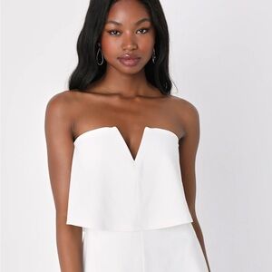Elegant White Strapless Romper